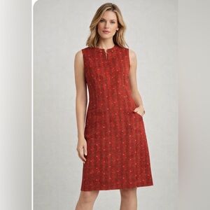 Anne Klein Burnt Orange Sleeveless Linen Classic Shift Dress Retro Y2K Size 10